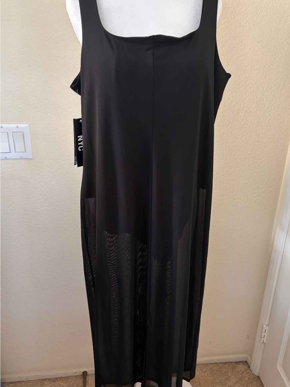 Madden NYC Black Sheer Dress wth Built in Body Suit and molded cups